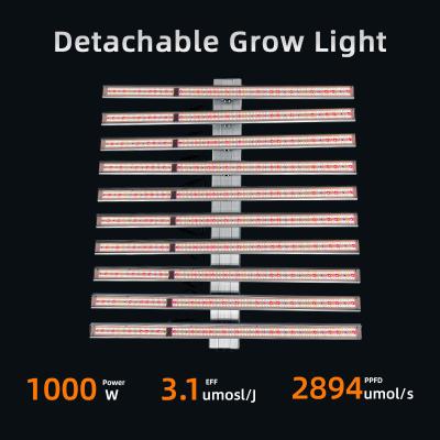 China 1000W Dimmable LED Growing Lights 3 Channel Detachable Design for sale