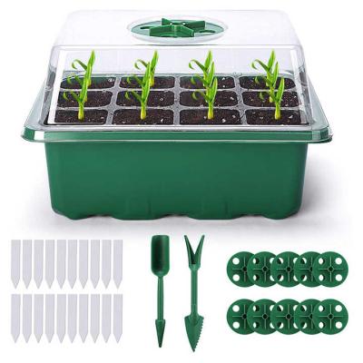 China Green Plant Seed Starting Trays With Dome 12 Holes Reusable Durable For Vegetable for sale