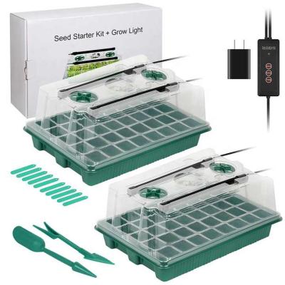 China 40 Cells Seed Starter Kit with Dimmable LED Grow Light Bar , Greenhouse Seed Germination Tray With Humidity Dome for sale