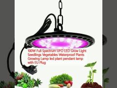 100W Full Spectrum UFO LED Grow Light Seedlings Vegetables Waterproof Plants Growing Lamp led plant pendant lamp  with EU Plug