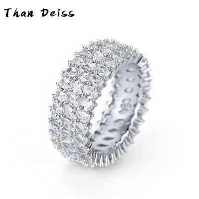 China New CLASSIC Hot Selling High Grade Luxury Multi-row Zirconia 5A Engagement Wedding Ring S925 Sterling Silver Ring for sale