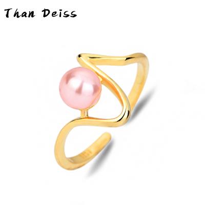 China Irregular Line S925 Sterling Silver Pearl Ring Women Ring Opening Adjustable Central Institute of Statistics niche design CLASSIC Korean fashion sense for sale