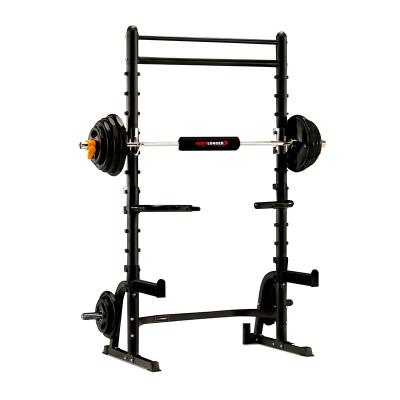 China Adjustable Custom Wall Mounted Folding Cage Half House Multiplayer Training Squat Rack for sale