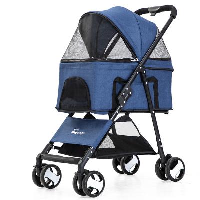 China Sustainable high quality pet strollerFour-wheeled strollerPet catSmall dog strollerTeddy stroller for sale