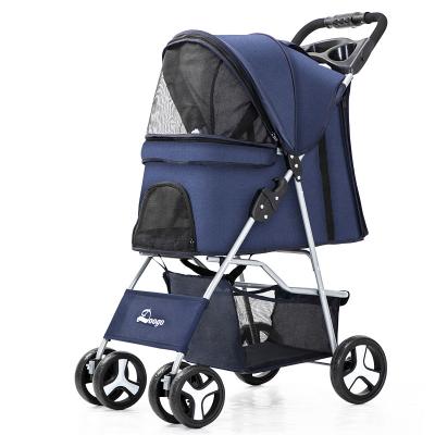 China Sustainable Pet Stroller Convenient Folding Medium And Small Dogs Dog Stroller Teddy Cat Four Wheel Scooter for sale