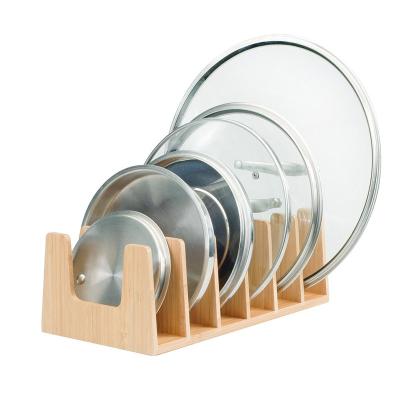 China Sustainable Bamboo Jar Lid Rack Organizer for Storage in Cabinets or Kitchen Countertops and Cupboards for sale