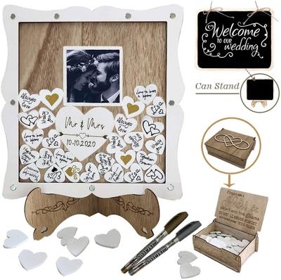 China Wedding Decoration Wedding Guest Book Home Alternative - Personalized Wooden Picture Frame Decorations, Drop Top Frame Sign Book for Rustic Wedding Gift for sale