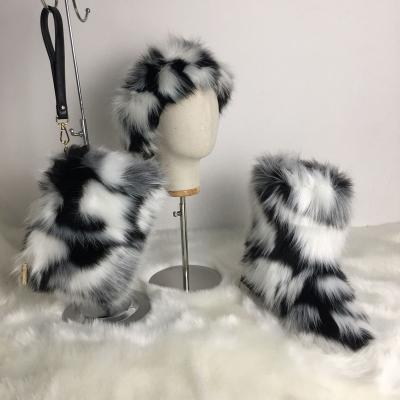 China Lightweight winer boots three piece set fur boots bag fur headband winter warm women's suit for sale