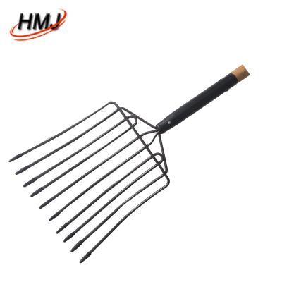 China Garden Tool Fork Wooden Agricultural Garden Fork Long Black Steel Wood Outdoor Handle Digging Fork For Garden Duty Steel for sale