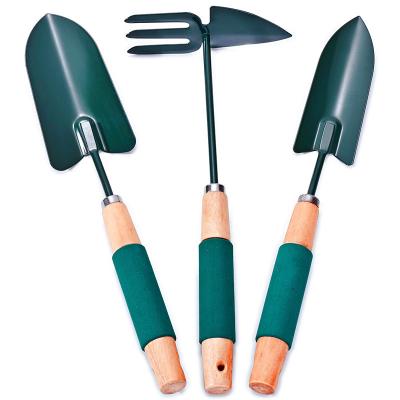 China Mini Customized Gardening Tools Kit 3pcs Garden Tool Gift Set Premium High Quality Kindergarten Tools Wooden Handle New Design for sale