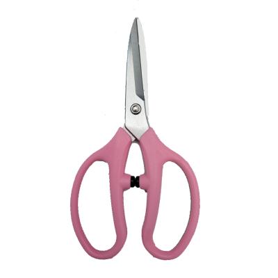 China Hot Sale Stainless Steel Anti-Slip Handle Pruners Garden Household Fruit Trees Flower Branch Plant Trimming Plants Manual Pink Garden Scissors for sale