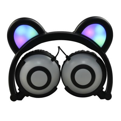 China Cute Headband Bear Ear Earphone with Glowing Millimeter Plug and 3.5 Led for Kids Online Study for sale