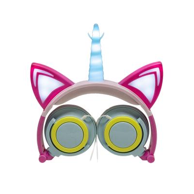 China Original Cat Ear OEM Factory Wired Kids Unicorn Headphones for sale