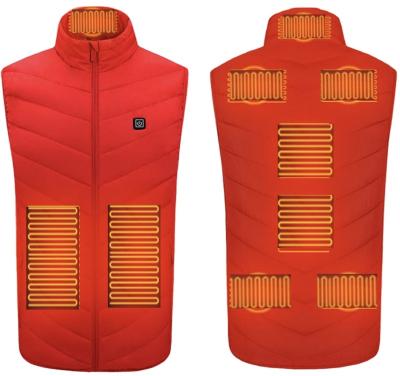 China Waterproof In 9 Currents Heating Zones Heated Outdoor Temperature Control Winter Vest Waistcoat Usb Charging Vest Warm Heated Clothes Vest for sale