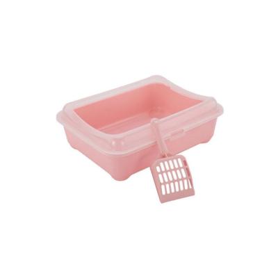 China Partially Enclosed Cat Toilet Pan With Shovel Deodorizer Cat Litter Box Splash Resistance Travel Pet Deodorizer for Dogs Pet Cats Small for sale