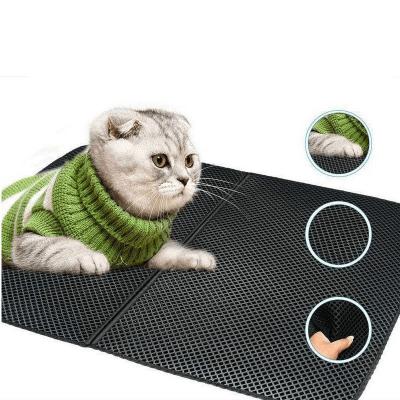 China Control Washable Viable Cat Litter Scatter Mat Cat Litter Trapping Mat Urine And Water Proof Material Honeycomb Double Layer Design for sale