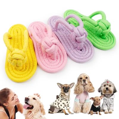 China Durable Dog Rope Toys Puppy Chew Teething Rope Toys Durable Cotton Dog Toy-Slipper for sale