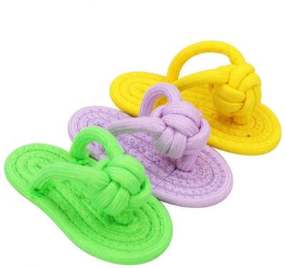 China Viable Interactive Funny Play Games Pet Toy Chew Doggy Cotton Plush Slipper Rope Dog Teeth Supplies Dog Training Toy Puppy for sale