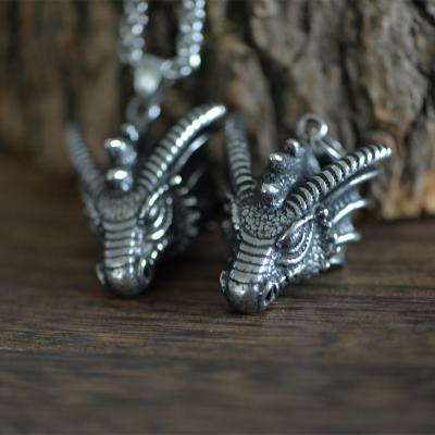 China LANGHONG Stainless Steel 3D Viking Dragon Necklace For Men Taliman Necklace CLASSIC Jewelry for sale