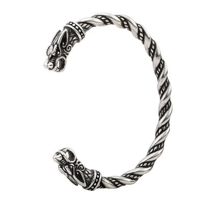 China LANGHONG Stainless Steel Men's Punk Viking Wolf Head Bracelets For Men Cuff Bracelet and Women Talisman Jewelry for sale