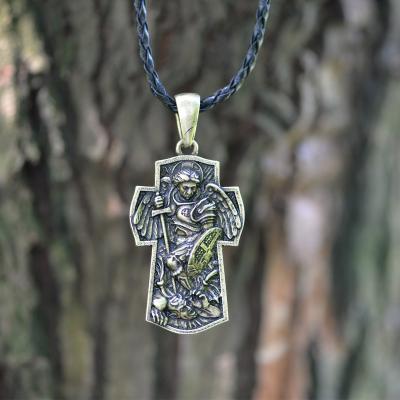 China Langhong Saint Michael Archangel Protect Me Saint Prayer Religious Necklace For Men Religious Necklace Talisman Jewelry for sale