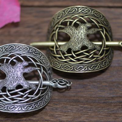 China Langhong Viking Jewelry Tree Of Life Hairpin Viking Celtics Knotwork Hairpin Hair For Women 55*74MM for sale