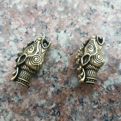 China LangHong 2PCS/SET Viking Beads For Women Viking Dragon Head Beads For Necklace DIY for sale