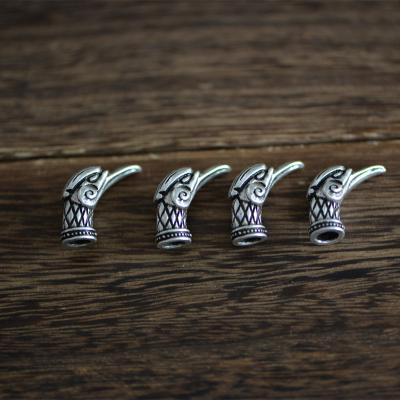 China LangHong METALS 4pcs/set Viking Beads Double Head Raven Bead for Necklace DIY Talisman Jewelry for sale