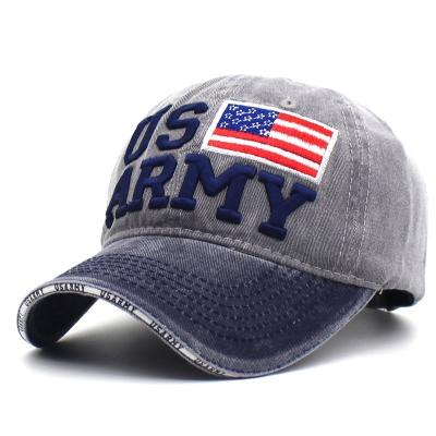 China XUAN YANG JOINT Baseball Caps American Flag Washed Letter Embroidery Stitching Curved Brim Sports Hats for sale