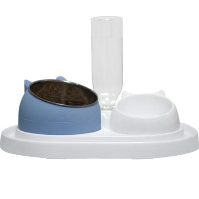 China Lovely Automatic Ear Shape High Capacity Automatic Feed Drink Drill Two Dog Bowls for sale