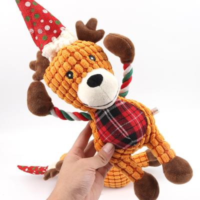 China Stuffed Stuffed Deer Durable Pet Christmas Toys Toothbrush Dog Squeaky Chew Toy for sale