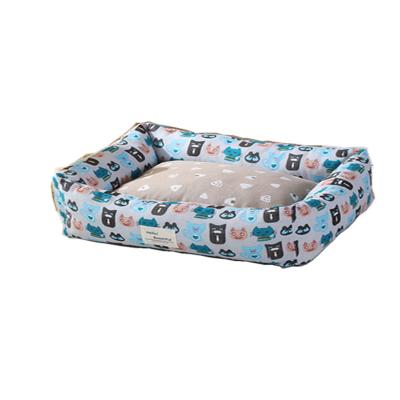 China Breathable Warm Comfortable PP Cotton Double High Elastic Filled Lovely Square Shape Pet Nest Bed Linen Bedroom for sale