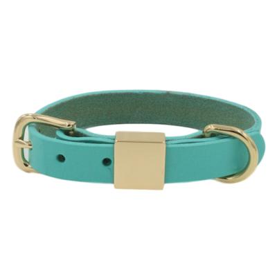 China Custom Alloy Square Top Leather Adjustable Dog Collar for sale