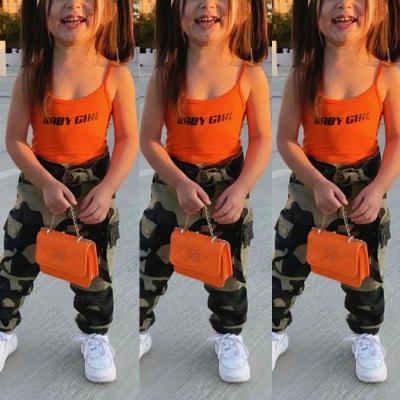 China YS-2022 Polyester/Cotton Camouflage Pants Print Sexy Camisole Custom Kids Designer Organic Cotton Kids Clothing for sale