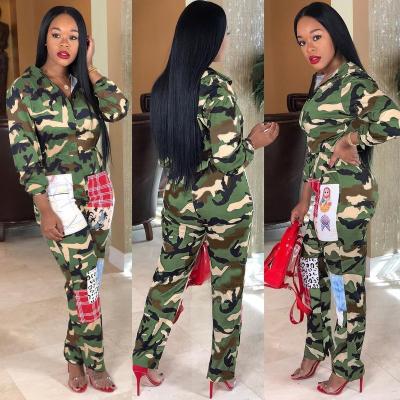 China New YS 2021 Autumn And Winter Fashion Camouflage Print Sports Sexy Casual Overalls Sleeve Patchwork Camouflage Overalls Long QUICK DRY for sale