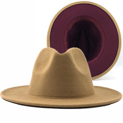 China YS casual fashion hat men's and women's double-sided color matching flat felt hat brim jazz hat for sale