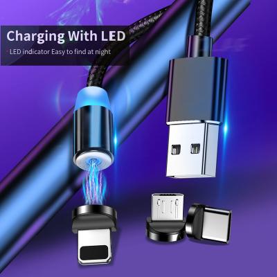 China Bestselling Video Game Player 3 in 1 c LED 360 Cable Phone Micro USB Magnetic Charging Portable Type Led Magnetic USB Cable for sale