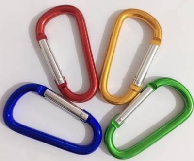 China D Shaped 80x8mm Assorted Color Aluminum Snap Hook Aluminum Carabiner for sale