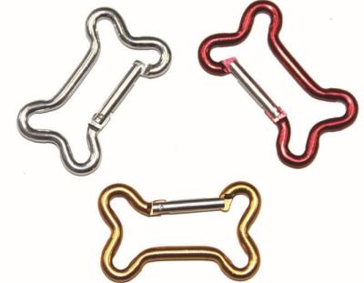 China Bone Shaped Assorted Colors Aluminum Snap Hook  Aluminum Carabiner for sale