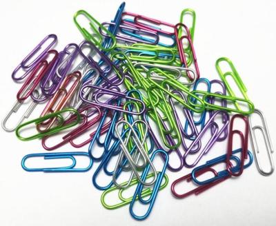 China 25mm Of 100pcs/Box  Metallic Color Paper Clips For  Office Supplies for sale