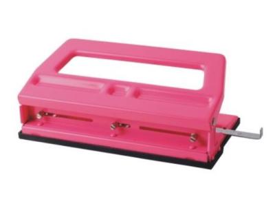 China Hot Sale Pink Color 24 sheets capacity adjustable metal 3 holes paper punch for sale