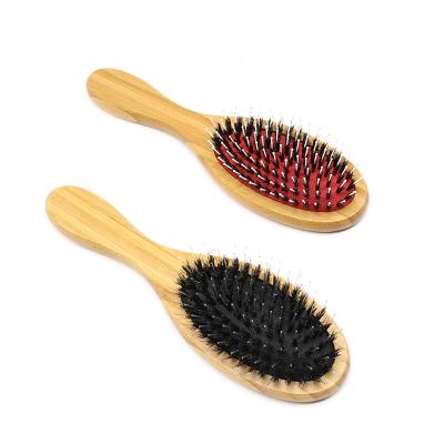 China Airbag private label high quality custom logo paddle hair extension nylon and boar bristle natural wood hair brush for women for sale