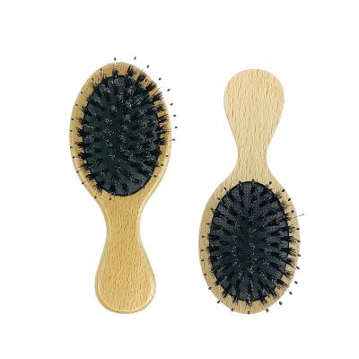 China For Natural Boar Bristle Hair Brush Hair Brush New Home Use Wooden Handle Small Straighten New Salon Detangling Nylon Hair Comb for sale