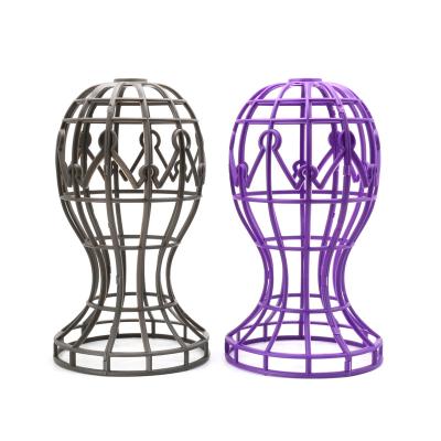 China For Home Use Professional High Quality Black Purple ABS Wig Stand Holder Stand Display Wig Stand for sale