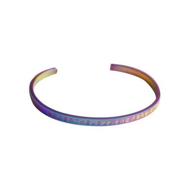 China New Cute Wholesale 18k Gold Plated Colorful 304 Stainless Steel Cuff Bangle Bracelet For Women Men for sale