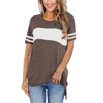 China Hot Selling Breathable Wholesale High Quality Design Striped Short Sleeve In Various Colors Is Loose And Casual Ladies T-shirt for sale