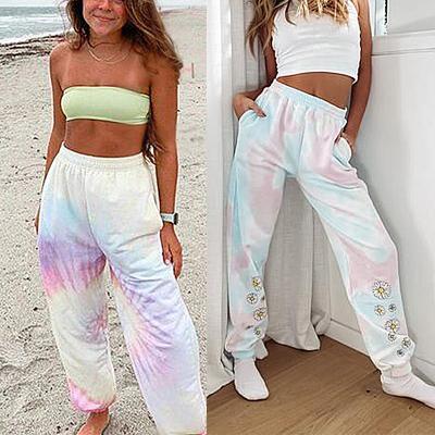 China 2021 Promotional Good Quality Women's Pants and Trousers Anti-wrinkle Loose Jogging Casual Cotton Pants Woman Gradient Pink Pants Women for sale