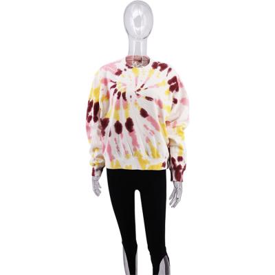 China New Design Viable Custom Color Color Long Sleeve Round Neck Sportswear Wholesale Cheap Ladies Tie Dye Sweatshirt for sale