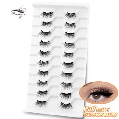 China Wholesale Vegan 100% Short Real Handmade Mink Lashes With Custom Packaging New Arrival 3D Lashes Natural Soft Half for sale