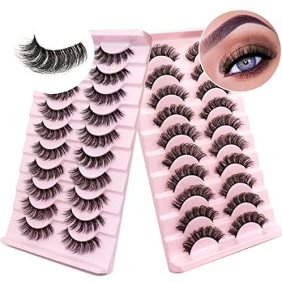 China Russian Volume Eyelash 25mm Soft Natural Clear 3D Strip Volume Long Lashes Curly Strip Lashes Wink Winged Eyelash wholesale d for sale